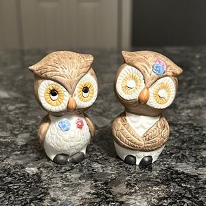 Vintage Owl Ceramic Salt And Pepper Shakers Made In Korea